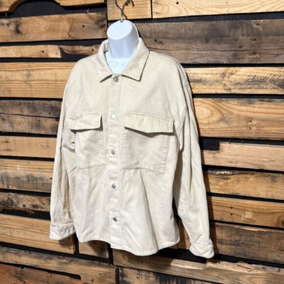 Abercrombie & Fitch Cream Corduroy Shirt Jacket Mens‎ Size Large NWT - Picture 2 of 4